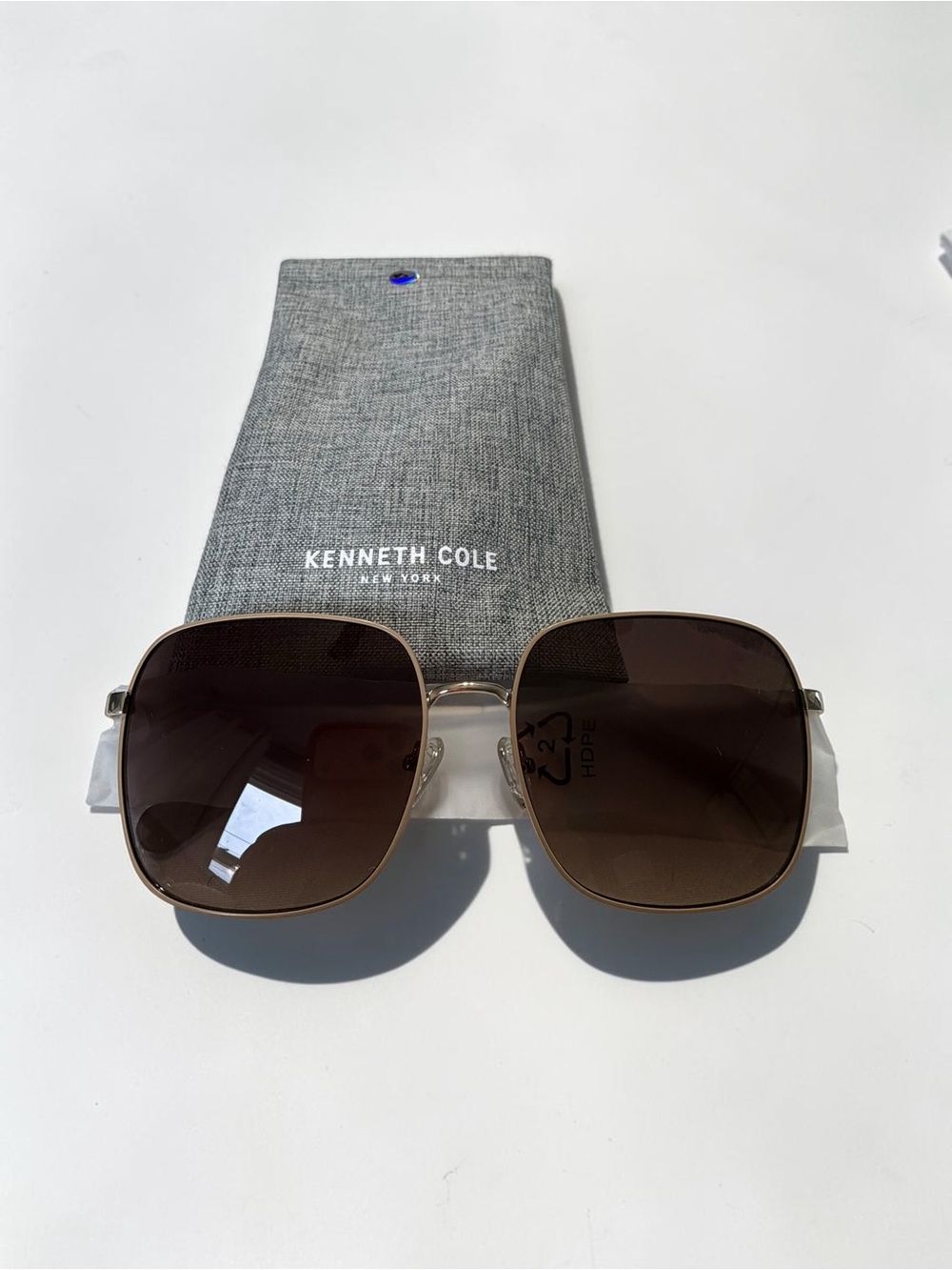 Kenneth Cole New York Square Aviator Sunglasses Gold Brown Gradient